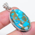 Natural Copper Blue Turquoise 925 Sterling Silver Jewelry Pendant 1.81 f1n48