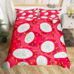 Punane Pitaya tekikott King Queen Dragon Fruit Maaliv voodipesukomplekt Troopical Fruits Lohjakate Moodne kunst Pehme tekikott EU single(135x200cm)