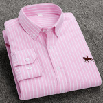 S-6XL Oxford s&auml;rgid meestele Pikkade varrukatega Puuvillane &Uuml;hev&auml;rviline Triibuline Vabaaja Tikitud Hobune Streetwear &Auml;ri Lihtne Kontor 6XL 46