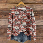 Naiste &uuml;mara kaelusega tr&uuml;kiga paksust pl&uuml;&uuml;sist ka&scaron;miirist soe pikk topp M punane