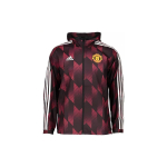 Adidas Manchester United Jalgpalli Seeria Triibulise Prindiga Spordiklassika Kapuutsiga Jakk Meeste Jakid Lilla Punane GR3872 M