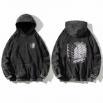 Unisex Vintaaž Pesitud Retro Attack On Titan Puuvillane Huppar High Street Dressipluus Naistele Meestele Streetwear Must Kapuutsiga Pullover S