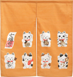 Noren Kobo Jaapani mustriga kass 85cm lai x 90cm Maneki Neko l&uuml;hike 3013 kardin, pikk, (&Otilde;nnelik Kass), Pikkus, Kollane,
