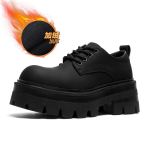 Moodsad Meeste Kingad Suur Pea Paks Tald Vabaaja Derby Kingad Retro K&otilde;rge Kvaliteet Mood Mugavus Mitmek&uuml;lgne Mees Nahast Kingad Zapatos Hombre 40 black