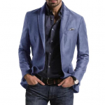 Meeste &uuml;likonnamantel Ametlik &auml;ristiil Slim Fit Plaid Prindiga pikkade varrukatega &uuml;he n&ouml;&ouml;biga suletav keskmise pikkusega sirge kardiganiga t&ouml;&ouml;kontorimantel L sinine