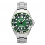 Citizen Promaster Marine Roostevabast terasest rohelise sihverplaadiga Eco-Drive sukelduja k&auml;ekell BN0269-50W 200M meestele roheline