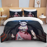 Voodipesukomplekt Nezuko Kamado Anime Deemon Slayer Tekikott Toodipesu voodipesu, &uuml;heinimesevoodi, kaheinimesevoodi, t&auml;issuuruses 3d, lapsed, t&uuml;drukud poistele EU single(135x200cm)