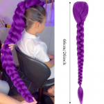 S&uuml;nteetiline punutud lilla juuksepikendus Ponytail Rumi kost&uuml;&uuml;mi soeng 26-tolline pikk ponytail klambritega lastele t&uuml;drukutele Halloweeni j&otilde;uludeks 26inches