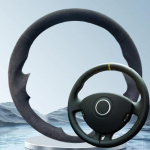 ization Car Steering Wheel Cover For Renault Clio 3 2008 2009 Clio Dynamics 2008 Clio Mk 3 Hand Sewing Suede Car Interior Blue Thread
