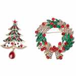 2 Christmas decorative brooches with pins