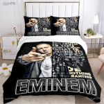 Eminem Hip-Hopi Laulja K&otilde;ik Hooajad Tekikott Tekk Voodipesu Komplektid Pehme Tekikate Ja Padjap&uuml;&uuml;rid &Uuml;he/Kahekohaline/Queen/King EU Single(135*200cm)3pcs