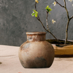 Rustikaalne keraamiline vaas Dekoratiivne Wabi Sabi vaas Lillepott Talumaja lillevaas Esikusse Kodu soojendamiseks Elutuba Kamin beige