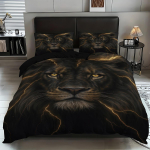 3D L&otilde;vi Voodipesukomplekt Tekikate Padjap&uuml;&uuml;r 200x200, Loomaprindiga Tekikate T&otilde;mblukuga Padjap&uuml;&uuml;r Magamistoa Kaunistus, Poisi Kingitus 135x200cm black