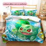 Pok&eacute;mon Bulbasaur Muster Voodipesu Kodukaunistus S&uuml;nnip&auml;evakingitus (1 * tekikott + 2 * padjap&uuml;&uuml;ri, ilma s&uuml;damikuta) 135x200cm