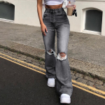 Denim laia s&auml;&auml;rega p&uuml;ksid Rebenenud Bootcut teksad S must hall v&auml;rv