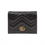 Gucci GG Marmont Logo T&otilde;mblukuga Kahekordne Voldi Nahast Tepitud Rahakott M&uuml;ndikott Kaardihoidja Naiste rahakott Must 466492-DTD1T-1000 Box(Basic Set+Box)