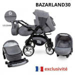 BAZARLAND30.Poussette 3 en 1 haut de gamme Urbano avec si&egrave;ge auto Inclus!Gris hall