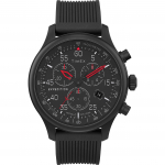 Timex meeste Expedition Field 43mm kell - Pruun rihm Must sihver P&uuml;ssirohuv&auml;rvi korpus Blackout/Punane silikoonrihm.