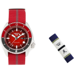 SEIKO mehaaniline liikumine Nailonrihmaga K&auml;ekell Meeste Kellad Punane Kella sihverplaat SRPF67K1 SRPF67K1