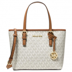 Michael Kors Mk Jet Set Monogram V&auml;rviplokkiga T&otilde;mblukuga K&auml;ekott Naiste T&otilde;mblukuga K&auml;ekotid Valge Pruun 35T9GTVT0B-150 Basic Set (Bag+Dust Bag)