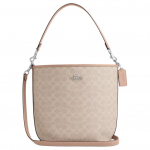 Coach City &auml;mber 17 Monogramm Metalllogo Signature kaetud l&otilde;uendist k&auml;e- ja &otilde;lakott V&auml;ikesed naiste kotid Beež CT800-SVPWH Gift Box Sets (Basic Set+Black Box)