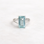 Akvamariin Emerald-l&otilde;ikega Statement S&otilde;rmus, 925 Sterling H&otilde;be Ehted, Minimalistlik K&auml;sit&ouml;&ouml; Boho S&otilde;rmus Naistele 4 h&otilde;be