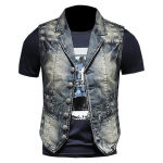 Meeste Nordic Denim Vest Personality Art Denim &Uuml;likond Vest Meeste tikandid Mood MJ5162 S