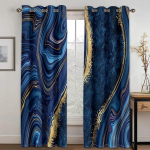 2-osaline Kaasaegne Valmis Abstract Marmor Sinine Kuldne Disain Odavad &Otilde;hukesed Kardinad Elutuba Magamistuba Aken Kardin Kodu Kaunistus Kardin Suurep&auml;rane W100*H130(CM)-Grommet top&2PCS black