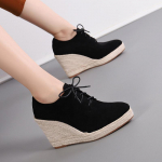 Suurus 35-43 Vabaaja Paksude Taldadega Platvorm-Kiilud Kingad Karvaga Naistele Kevad/Talv K&otilde;rge Kontsaga Kingad Espadrillid Chaussures Femme 35 must