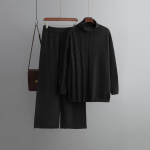 S&uuml;gistalvine suur, k&otilde;rge kaelusega pikkade varrukatega &uuml;hev&auml;rviline vabaaja komplekt naiste pehme laisk kaheosaline kootud kampsun OneSize