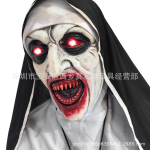 Halloween funny clown mask with green hair and red nose, latex headgear, Jack mask joker mask Two-horned clown【Black