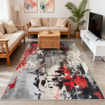 Moodne abstraktne punane pl&uuml;&uuml;sist elutoa vaip Kaunistus Magamistoa voodi k&otilde;rval libisemiskindel vaip Suur pindala Lihtne puhastada Pehmed p&otilde;randamatid 80cm x 160cm gray