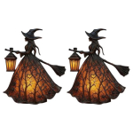 Halloweeni N&otilde;ialamp K&auml;sitsi valmistatud Gooti V&auml;ike Vitraažist N&otilde;iakuju Sooja Valgusega Laual Seisev &Ouml;&ouml;lamp Kodu Riiulile Kaminasimsile Dekoor B black