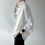 Meeste S&auml;rk &Uuml;hev&auml;rviline Rullkrae 3/4 Varrukaga Vabaaja Meeste R&otilde;ivad Streetwear L&otilde;tv Mood Ebaregulaarsed S&auml;rgid L valge