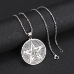 Uus pentagrammi Salomoni pitsati amuletiga kaelakee Hip Hop meeste ehted naised 60CM gray