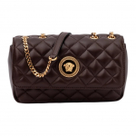 Versace Tepitud Metalllogo Kett-&otilde;larihm Lambanahast Crossbody kott Unisex kotid Pruun 10133521A039121ND8V Basic Set (Bag+Dust Bag)