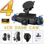 Car Dash Cam 4 kanaliga videosalvesti must kast s&otilde;idukaamera FHD 1080P eesmine vasak parem tagumine &ouml;&ouml;n&auml;gemissilmus, salvestav autotarvikud 4 Channel No Card