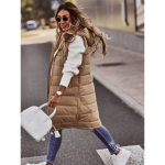 Naiste Pikk Talvejakk-vest Kapuutsiga Varrukateta Soe Puhvjakk Taskutega Tepitud Vest Puhvjakk Tepitud V&auml;lijakk XXXXXL gray