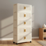 Mitmetasandiline korraldaja Suure mahutavusega Kokkupandav hoiukapp Virnastatav riidekapp 1 Tier 39CM_Cream