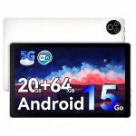 Android 15 Tahvelarvuti, 10,1 tolline IPS, 20 GB + 64 GB, WiFi 6, Bluetooth 5.4, Kahe kaameraga tablet valge
