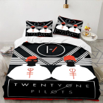 Twenty One Pilots Muusika Evolutsioon 3-osaline Voodipesukomplekt, Sisaldab 1 tk Tekikotti Ja 2 tk Padjap&uuml;&uuml;ri, T&auml;iuslik J&otilde;uludeks, Ideaalne Magamistuppa, &Uuml;hiselamusse 140cmx200cm