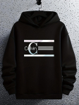 Calvin Kapuutsiga S&auml;rk - Must Vabaaja Pullover Valgete T&auml;htede ja Triipudega XXL