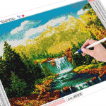 HC Teemantmaal Ilus lumi talvine maastik Teemanttikandid t&auml;ispuuritud kivikivi 20*30 cm