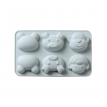 6 isegi multika loomakujuline silikoonist koogivorm Piggy ahvi mustriga k&auml;sitsi valmistatud seebi &scaron;okolaadivorm sinine