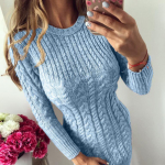 SCIONE kampsun talvine soe sviiter naiste s&uuml;gise &otilde;huke kootud kleit pikkade varrukatega kootud kleit pullover XL taevasinine v&auml;rv