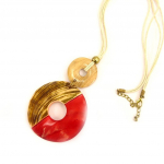 Les Tr&eacute;sors De Lily [L5138] - Sautoir 'Kilimanjaro' rouge beige punane