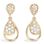 Les Tr&eacute;sors De Lily [L7029] - kullatud k&otilde;rvar&otilde;ngad  Sissi  valgest kullast - 18x8 mm kuld