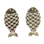 7bis [Q6090] - Boucles artisanales 'Poisson' argent&eacute; - 15x8 mm h&otilde;be