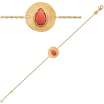 Les Tr&eacute;sors De Lily [Q8945] - Bracelet Plaqu&eacute; Or 'Cl&eacute;opatra' corail dor&eacute; - 18 cm 15 mm oranž