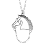 Les Tr&eacute;sors De Lily [Q9383] - K&auml;sit&ouml;&ouml;na valmistatud h&otilde;bedast kaelakee 'Equestrian' h&otilde;be (roodiumiga kaetud) - 28x20 mm h&otilde;be
